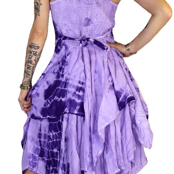 Majestic Asteria layered flowy tie dye Hippie Boho Purple dress - Picture 2 of 2